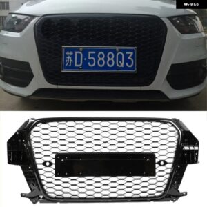 アウディ フロントレーシンググリル ブラックフレームスポーツハニカムエンジン グリッドカーアクセサリー Q3 SQ3 2013-2015 RSQ3 カスタム - without Emblem