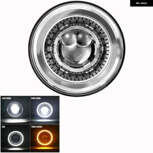 BMW モトカー LED 7インチ LED ヘッドライト DRL H4 ハイロー HALO エンジェルアイズ LADA ハーレー ジープ JK 4X4 スズキ サムライ ジープ - 1pcs Sliver
