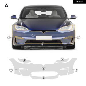 テスラ 8.5MIL TPU 車バンパー ペイントフィルム モデル S 2021-24 プレスクラッチ耐性クリアブラ PPF デカールキット カス - front S 2021-2024