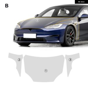テスラ 8.5MIL TPU 車バンパー ペイントフィルム モデル S 2021-24 プレスクラッチ耐性クリアブラ PPF デカールキット カス - hood S 2021-2024