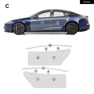 テスラ 8.5MIL TPU 車バンパー ペイントフィルム モデル S 2021-24 プレスクラッチ耐性クリアブラ PPF デカールキット カス - doors S 2021-2024