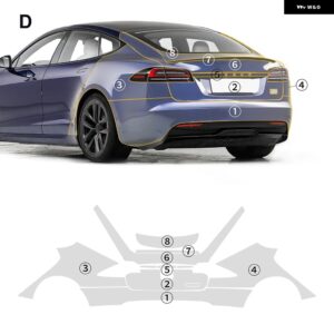 テスラ 8.5MIL TPU 車バンパー ペイントフィルム モデル S 2021-24 プレスクラッチ耐性クリアブラ PPF デカールキット カス - trunk S 2021-2024
