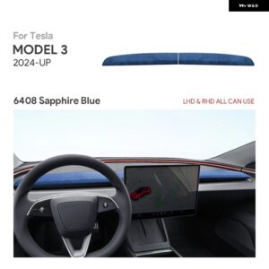 テスラ イタリアトップスエードセンターコンソールダッシュボードパネル トリム カバー モデル 3 ハイランド 2024-アップカーインテリア ア