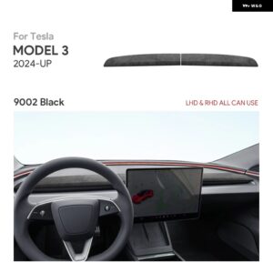 テスラ イタリアトップスエードセンターコンソールダッシュボードパネル トリム カバー モデル 3 ハイランド 2024-アップカーインテリア ア
