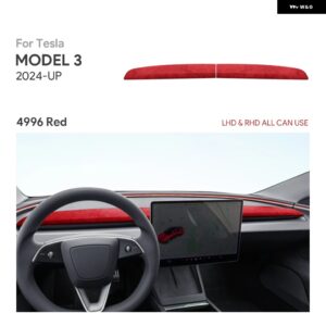 テスラ イタリアトップスエードセンターコンソールダッシュボードパネル トリム カバー モデル 3 ハイランド 2024-アップカーインテリア ア
