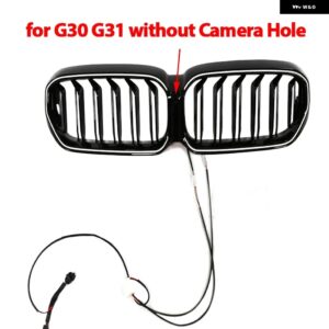 BMW LED フロントフードキドニーグリル ABS デュアルライン 5シリーズ G30 G38 G31 フェイスリフト LCI 2020-2023 カースタイリング カスタ - without Camera Hole