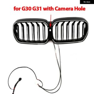 BMW LED フロントフードキドニーグリル ABS デュアルライン 5シリーズ G30 G38 G31 フェイスリフト LCI 2020-2023 カースタイリング カスタ - with Camera Hole