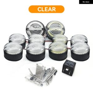 ランドローバー ディフェンダー 90 110 130 1995-2016 95MM ラウンド NAS スタイル LED アップグレード ライト 交換用ウインカー/ポジション - clear