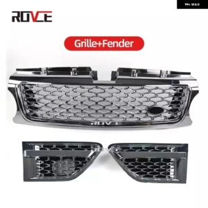 ランドローバー レンジローバースポーツ 2010-2013 L320 フロントバンパー グリル 3個 ABS サイドベントカバー グリル 自動 カスタムパーツ - plating silver
