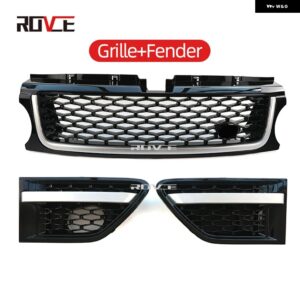 ランドローバー レンジローバースポーツ 2010-2013 L320 フロントバンパー グリル 3個 ABS サイドベントカバー グリル 自動 カスタムパーツ - Black silver