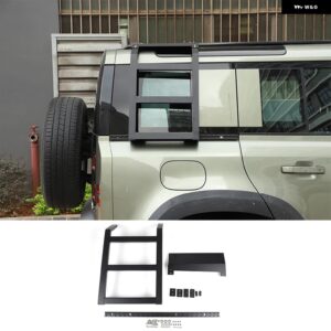 ランドローバー ディフェンド 90 110 130 2020-2024 カースタイリングステンレス 黒サイドはしご車 外装 アクセサリー カスタムパーツ アク - Right