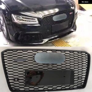 アウディ フロントバンパー スポーツフードレーシンググリル グリッド ABS グロスブラック A8 S8 2015-2018 カーアクセサリー RS8 カスタム - Black Emblem