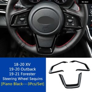 スバル ステアリング ホイールステッカー トリムステアリング ホイールボタン カバー フォレスター 19-24 アウトバック 19-22 XV - Piano Black