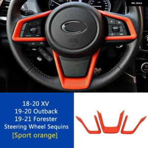スバル ステアリング ホイールステッカー トリムステアリング ホイールボタン カバー フォレスター 19-24 アウトバック 19-22 XV - Matte Sport Orange