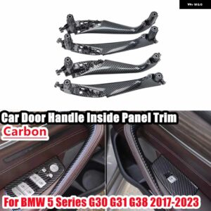 BMW 4個 インテリア車ドア ハンドル 内側パネル トリム 5シリーズ G30 G31 G38 2017-2023 51417438523 51417438524 - Carbon fiber-4Pcs