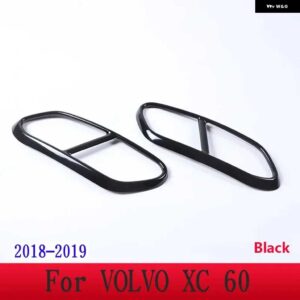 ボルボ 2個 ステンレス テールマフラーマフラー出力カバー トリム XC60 S60 XC90 S90 V90 外装 - For　XC60　18-19　Black
