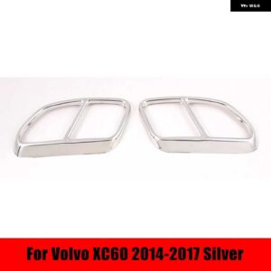 ボルボ 2個 ステンレス テールマフラーマフラー出力カバー トリム XC60 S60 XC90 S90 V90 外装 - For　XC60　14-17　Silve2