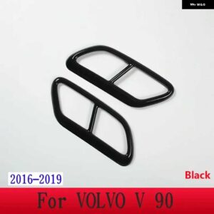 ボルボ 2個 ステンレス テールマフラーマフラー出力カバー トリム XC60 S60 XC90 S90 V90 外装 - For　V90　16-19　Black