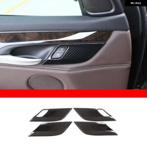 BMW ドア安全ロック スイッチ ボタン フレーム ハンドル ボウルカバー トリムステッカー X5 F15 X6 F16 2014-2018 インテリア - carbon fiber