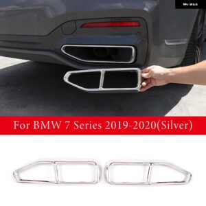 BMW ステンレス テールスロートパイプカバー トリム 7シリーズ G11 G12 2016-2020 排気テールパイプ装飾フレーム - For 2019-2020