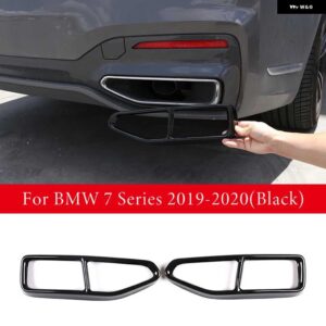 BMW ステンレス テールスロートパイプカバー トリム 7シリーズ G11 G12 2016-2020 排気テールパイプ装飾フレーム - For 2019-20205
