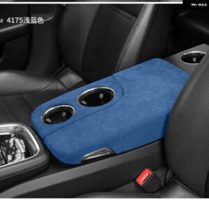 ポルシェ パラメーラ 2017-2023 センターコンソール アームレスト ボックス カバー トリムカップ ABS スエードラップ インテリア - blue