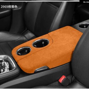 ポルシェ パラメーラ 2017-2023 センターコンソール アームレスト ボックス カバー トリムカップ ABS スエードラップ インテリア - Orange
