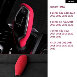 BMW 5 G30 G38 6 G32 7 G11 G12 X3 X4 G01 G02 G08 2018-22 ギアシフトノブ カバー アルカンターラシェル - red