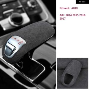 アウディ 車スエードギアシフトノブ カバー シェル A8 2014-16 パーソナライズ交換用自動車 - black