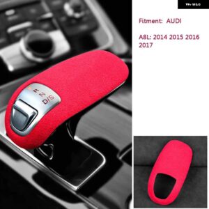 アウディ 車スエードギアシフトノブ カバー シェル A8 2014-16 パーソナライズ交換用自動車 - red