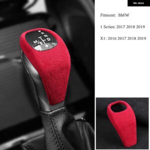 BMW スエード インテリア ギアレバースティックシフトハンドルカバー X1 2017 2018 2019 - red