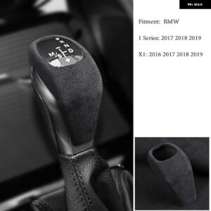 BMW スエード インテリア ギアレバースティックシフトハンドルカバー X1 2017 2018 2019 - black