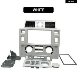 ランドローバー カースタイリング ステレオ ダブル 2 DIN ダッシュ キット ダッシュボード センター コンソール ディフェンダー マット ブラック - White