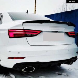 アウディ リアトランクブーツ リップスポイラー ウイングリップ /カーボンルック A3 S3 8V セダン 2014-2017 リアルーフリップスポイラー - Glossy Black