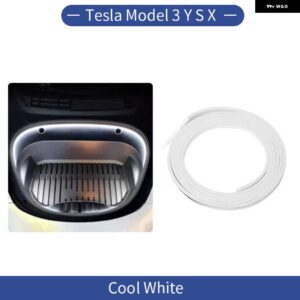 テスラ 5メートル モデル 3 Y S X フランク明るく LED ストリップライトフロントリア トランクシリコンライト柔軟なカー 12V - Cool White