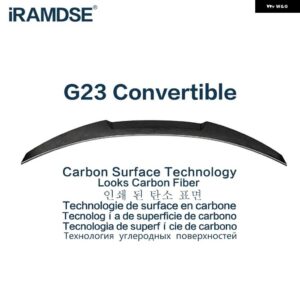 BMW スポイラー G22 G26 グランクーペ G23 4シリーズ 2020-2022 年カーボン表面リアブーツ ダックテールウイング 装飾 - G23 Carbon Surface