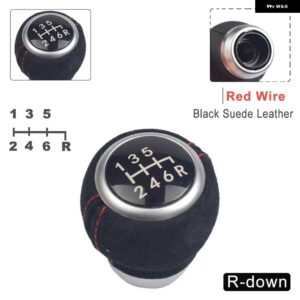 スバル スエードレザーギアシフトレバーノブ レガシィアウトバックフォレスターインプレッサ STI WRX スティックシフター - Su Leath-Bla-Down-R6