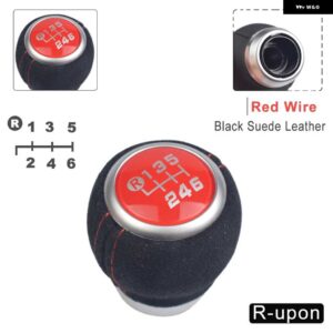 スバル スエードレザーギアシフトレバーノブ レガシィアウトバックフォレスターインプレッサ STI WRX スティックシフター - Su Leath-Red-UP-R6