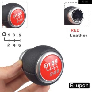 スバル スエードレザーギアシフトレバーノブ レガシィアウトバックフォレスターインプレッサ STI WRX スティックシフター - Leath-Red-UP-R6