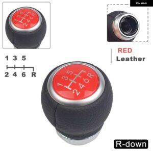 スバル スエードレザーギアシフトレバーノブ レガシィアウトバックフォレスターインプレッサ STI WRX スティックシフター - Leath-Red-Down-R6