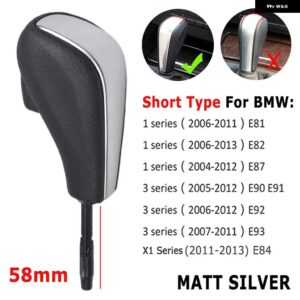 BMW スタイリング ショート/ロング自動ギアスティックシフトギアノブ E81 E82 E87 E90 E91 E93 E36 E38 E46 Z4 Z3 E53 E60 X5 X3 - Silver-Short