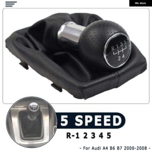 アウディ 黒赤ライン 5/6スピードシフトギアノブ レバー GAITOR ブーツ カバー AUDI A4 B6 B7 2002-2008 - R-5 Speed