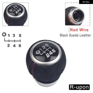 スバル 6 速車 マニュアル トランスミッション シフトノブ ギアシフトノブ インプレッサ WRX STI 2010-2019 スエードレザース - Su Leath-Bla-UP-R6