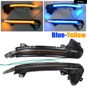 アウディ LED ダイナミック ウィンカー ライト A6 C7 C7.5 RS6 S6 4G 2個 サイドウイングバックミラー ウインカー インジケータ ー 2012-2018 - Yellow-Blue
