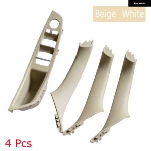 BMW カー ABS インナー ドアハンドル パネルプルトリムカバー 5シリーズ F10 F11 520D 530D 535I 550I 51417225857 51417225853 - Beige-White-4pcs