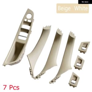 BMW カー ABS インナー ドアハンドル パネルプルトリムカバー 5シリーズ F10 F11 520D 530D 535I 550I 51417225857 51417225853 - Beige-White-7pcs