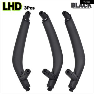 BMW 3ピース ブラックベージュ ABS インナー インテリア ドアプル ハンドルトリムカバー X5 X6 F15 F16 2014-18 LHD RHD - Black-LHD