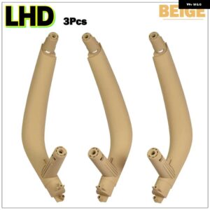 BMW 3ピース ブラックベージュ ABS インナー インテリア ドアプル ハンドルトリムカバー X5 X6 F15 F16 2014-18 LHD RHD - Beige-LHD