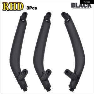 BMW 3ピース ブラックベージュ ABS インナー インテリア ドアプル ハンドルトリムカバー X5 X6 F15 F16 2014-18 LHD RHD - Black-RHD