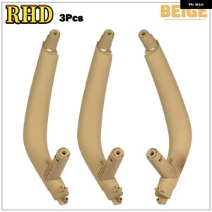 BMW 3ピース ブラックベージュ ABS インナー インテリア ドアプル ハンドルトリムカバー X5 X6 F15 F16 2014-18 LHD RHD - Beige-RHD